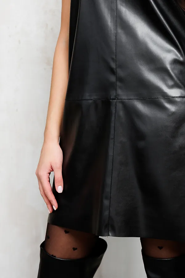 Платье из экокожи 200-1 НАТАЛИ, черный - фото 2