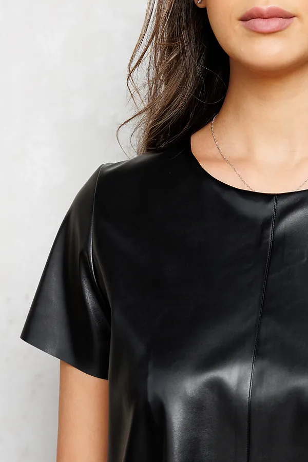 Платье из экокожи 200-1 НАТАЛИ, черный - фото 2