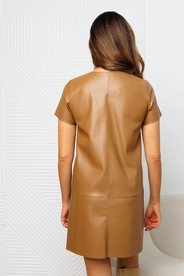 Платье из экокожи 200-1 НАТАЛИ, мокко - фото 2