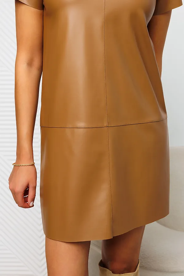 Платье из экокожи 200-1 НАТАЛИ, мокко - фото 2