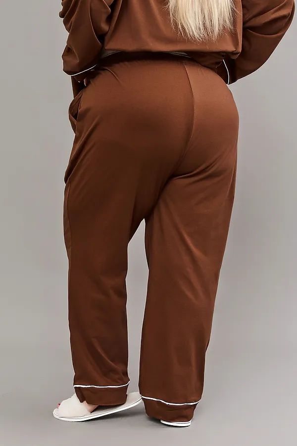 Пижама с брюками на пуговицах больших размеров Однотоннная НАТАЛИ, коричневый - фото 2