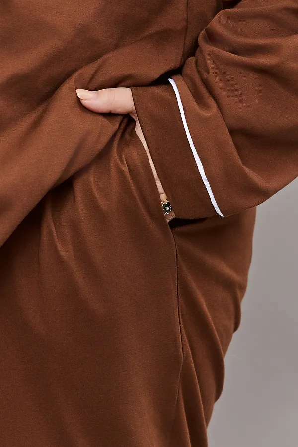 Пижама с брюками на пуговицах больших размеров Однотоннная НАТАЛИ, коричневый - фото 2