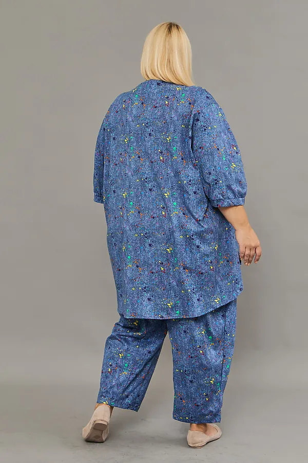 Костюм с брюками К-01 больших размеров НАТАЛИ, голубой - фото 2