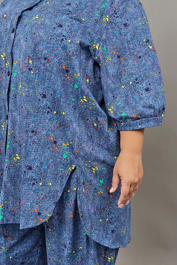 Костюм с брюками К-01 больших размеров НАТАЛИ, голубой - фото 2