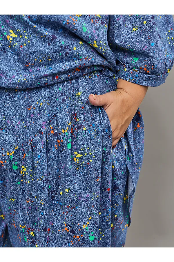 Костюм с брюками К-01 больших размеров НАТАЛИ, голубой - фото 2