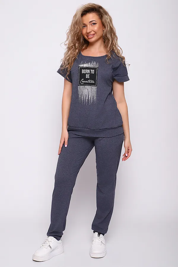 Костюм с брюками 51201 НАТАЛИ, темно-серый меланж - фото 2