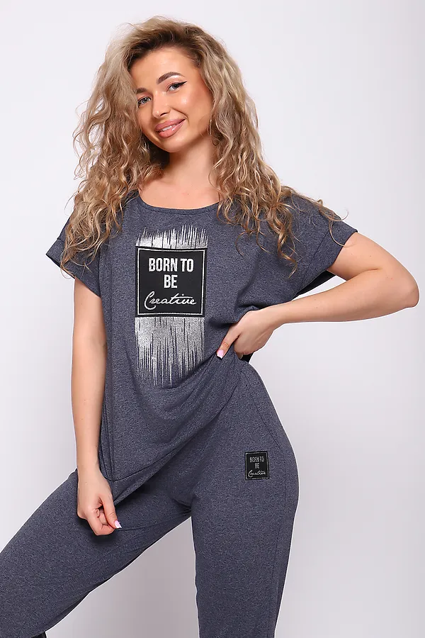 Костюм с брюками 51201 НАТАЛИ, темно-серый меланж - фото 2