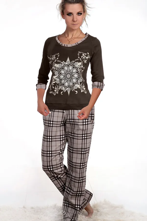 Костюм с брюками с брюками и кофтой 22Б НАТАЛИ, темно-коричневый - фото 2