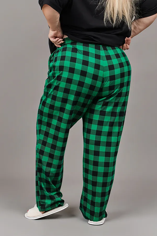 Пижама с брюками с брюками Больших размеров (П-111б-однотонная) НАТАЛИ, зеленый,черный - фото 2