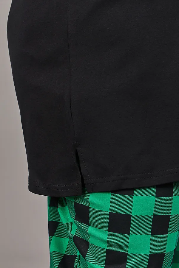 Пижама с брюками с брюками Больших размеров (П-111б-однотонная) НАТАЛИ, зеленый,черный - фото 2