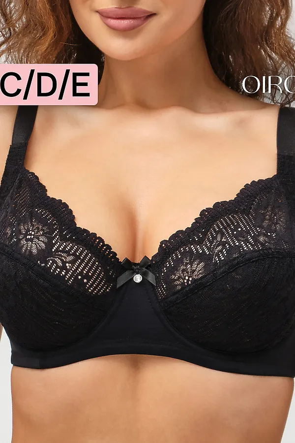 Бюстгальтер 1519 Peonia OIRO кружевной НАТАЛИ, черный - фото 2