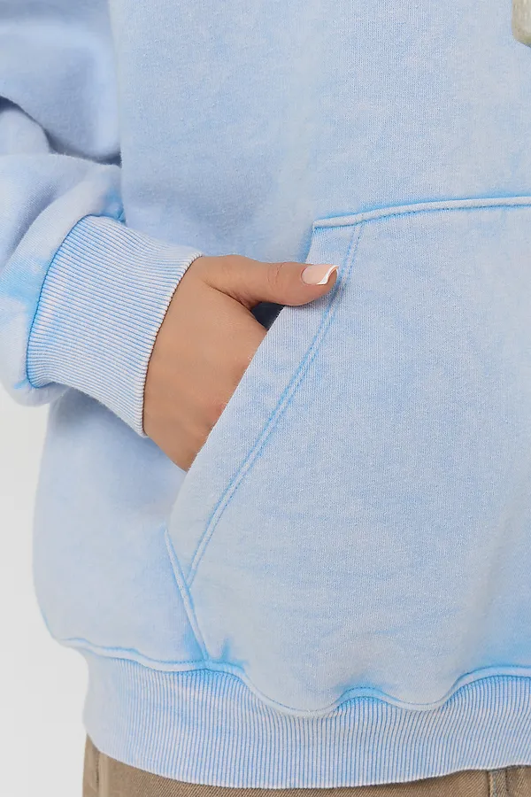 Худи MARK FORMELLE, acid wash голубой +печать - фото 2