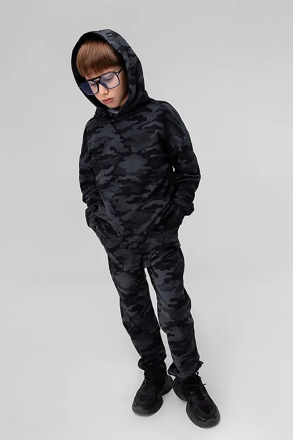 Костюм (Худи+Брюки) BODO, серый камуфляж - фото 2