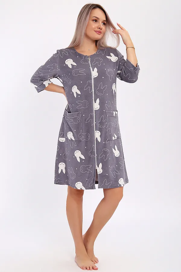 Халат махра 513 НАТАЛИ, графит - фото 2