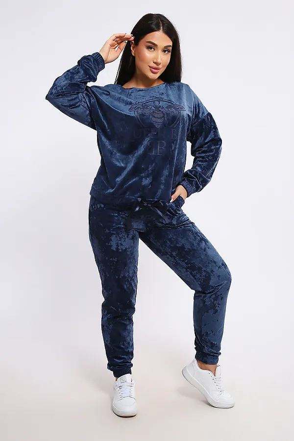 Костюм с брюками велюровый 635П НАТАЛИ, синий - фото 2