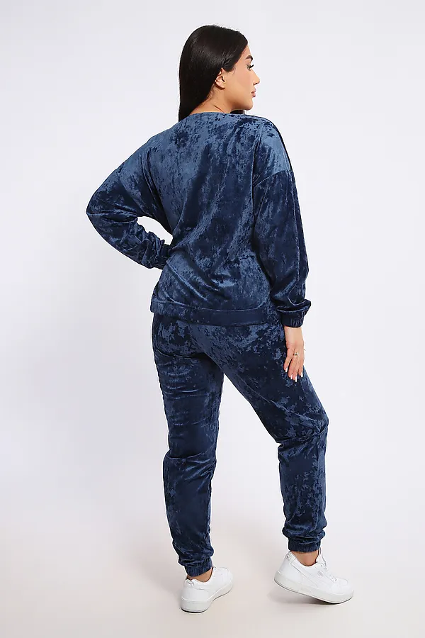 Костюм с брюками велюровый 635П НАТАЛИ, синий - фото 2