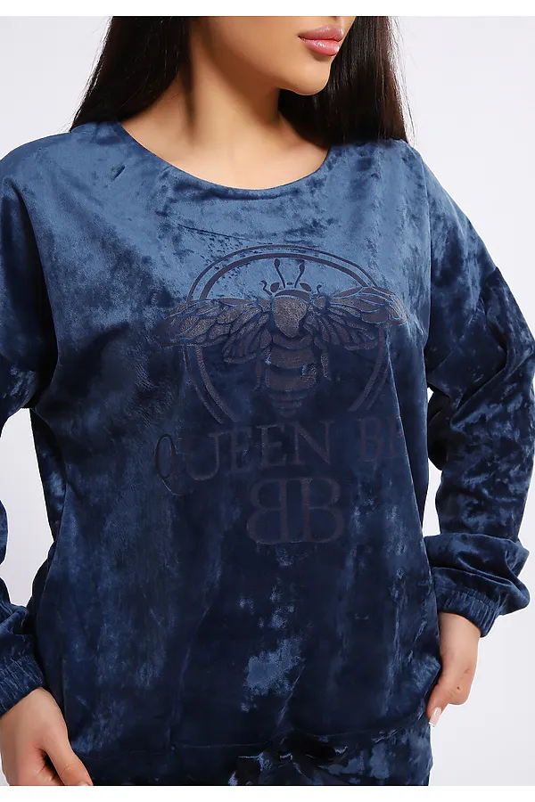 Костюм с брюками велюровый 635П НАТАЛИ, синий - фото 2