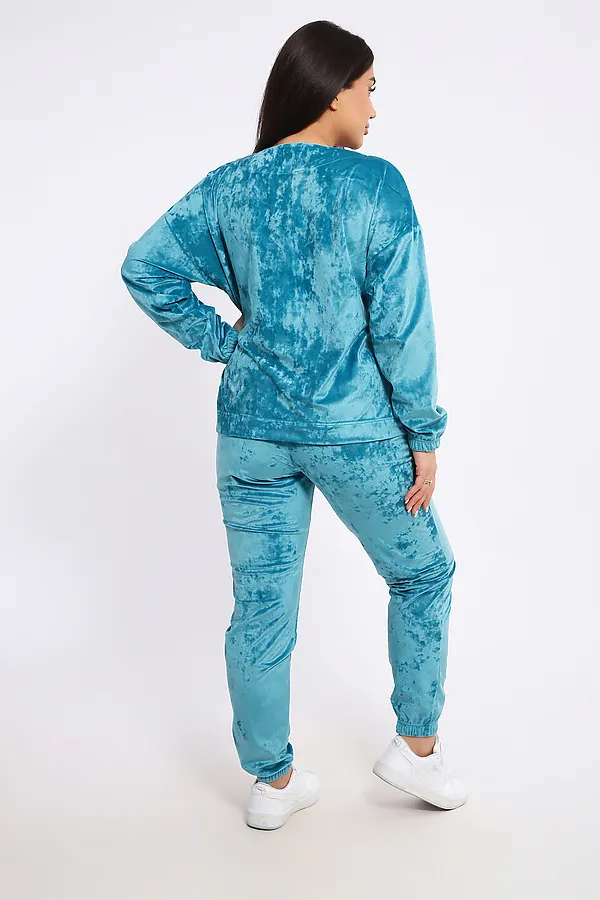 Костюм с брюками велюровый 635П НАТАЛИ, бирюзовый - фото 2