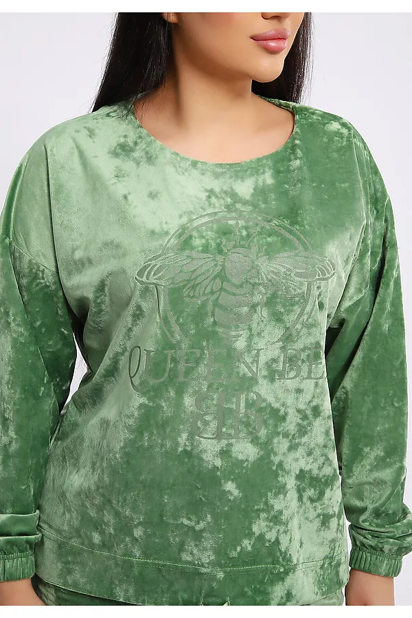 Костюм с брюками велюровый 635П НАТАЛИ, оливковый - фото 2