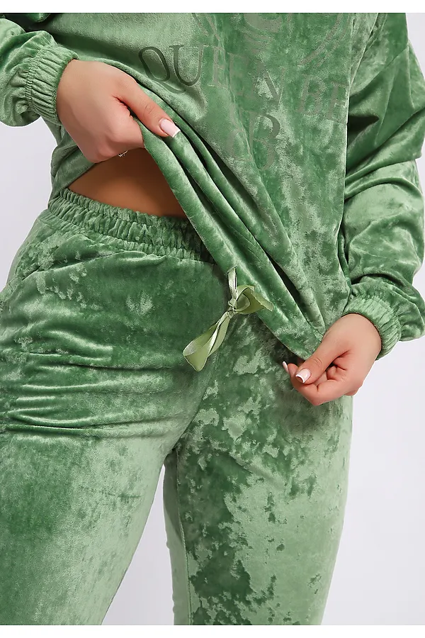 Костюм с брюками велюровый 635П НАТАЛИ, оливковый - фото 2