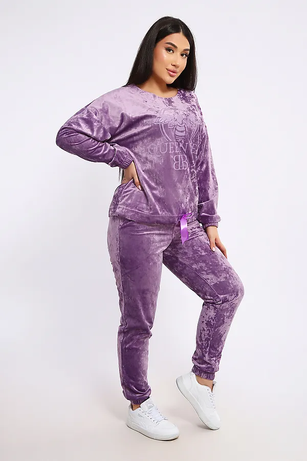 Костюм с брюками велюровый 635П НАТАЛИ, лаванда - фото 2