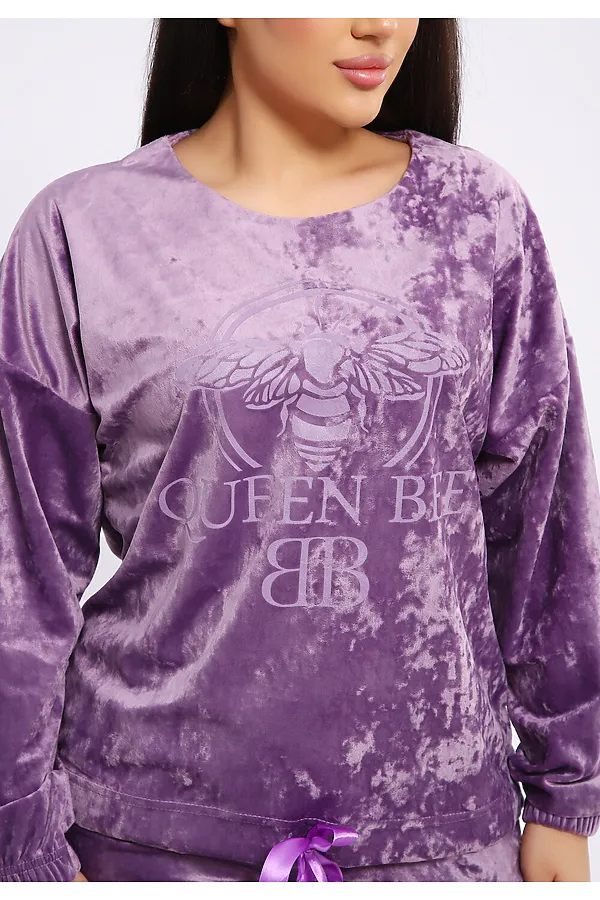 Костюм с брюками велюровый 635П НАТАЛИ, лаванда - фото 2