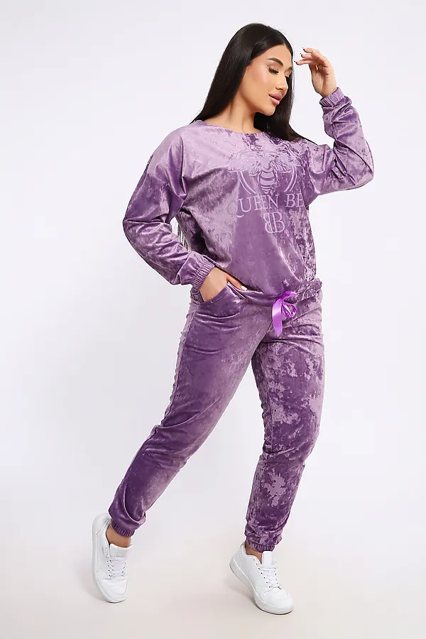 Костюм с брюками велюровый 635П НАТАЛИ, лаванда - фото 2