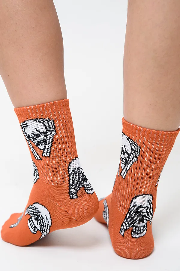 Носки стандарт Скелет (набор 4 пары) НАТАЛИ, белый, джинс, черный, оранжевый - фото 2