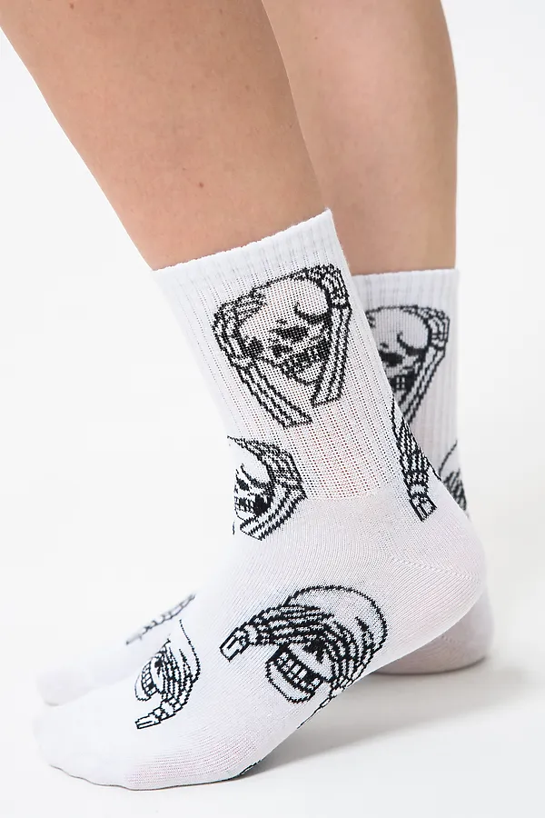Носки стандарт Скелет (набор 4 пары) НАТАЛИ, белый, джинс, черный, оранжевый - фото 2