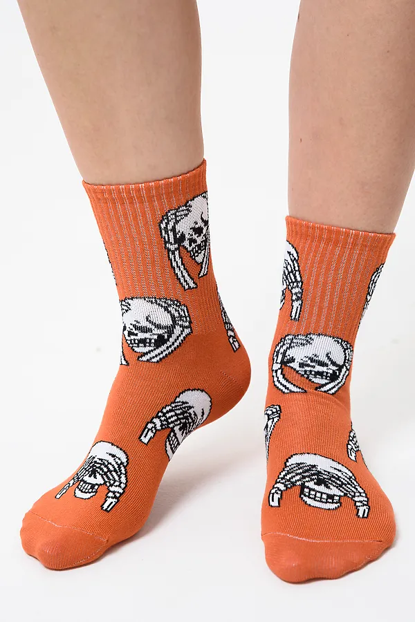 Носки стандарт Скелет (набор 4 пары) НАТАЛИ, белый, джинс, черный, оранжевый - фото 2