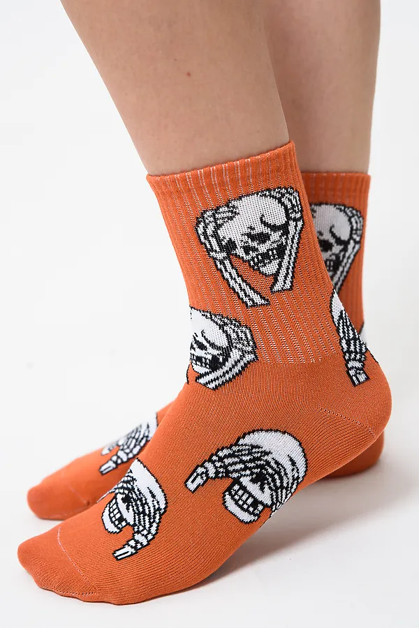 Носки стандарт Скелет (набор 4 пары) НАТАЛИ, белый, джинс, черный, оранжевый - фото 2