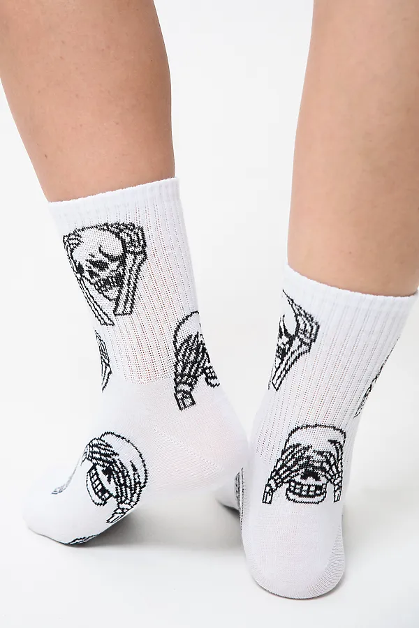 Носки стандарт Скелет (набор 4 пары) НАТАЛИ, белый, джинс, черный, оранжевый - фото 2