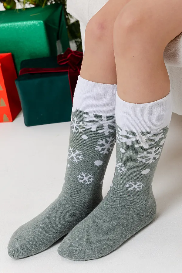 Детские гольфы Снежинка (набор 2 пары) НАТАЛИ, олива - фото 2