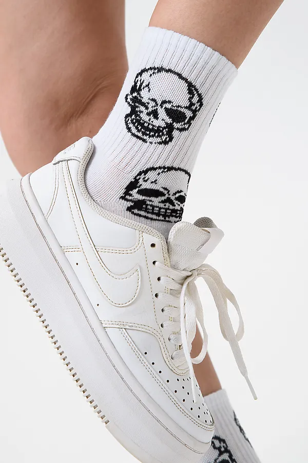 Носки высокие Череп (набор 2 пары) НАТАЛИ, белый, черный - фото 2