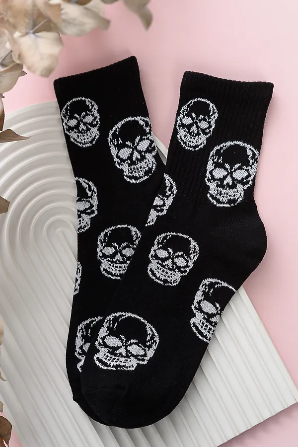 Носки высокие Череп (набор 2 пары) НАТАЛИ, белый, черный - фото 2