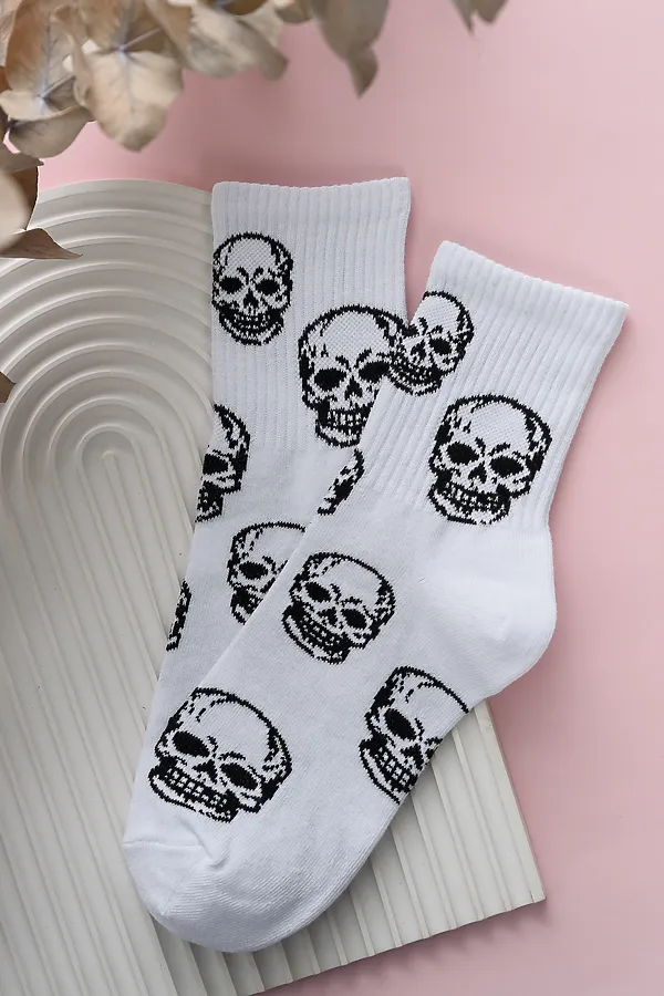 Носки высокие Череп (набор 2 пары) НАТАЛИ, белый, черный - фото 2