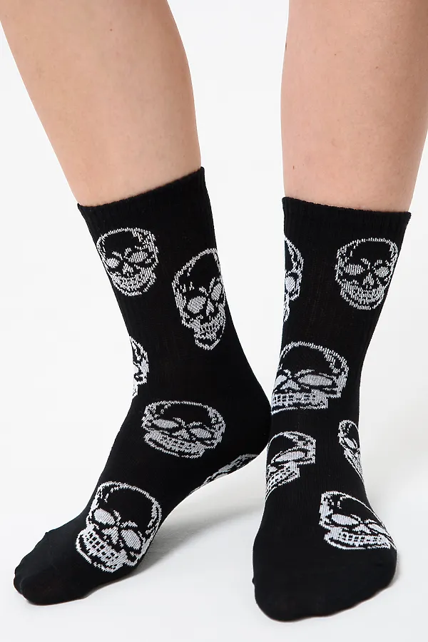 Носки высокие Череп (набор 2 пары) НАТАЛИ, белый, черный - фото 2