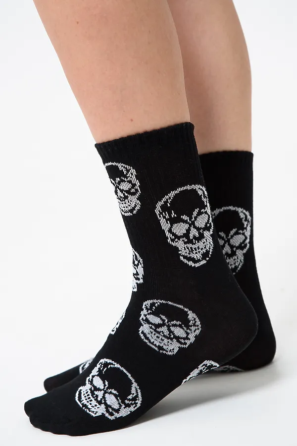 Носки высокие Череп (набор 2 пары) НАТАЛИ, белый, черный - фото 2