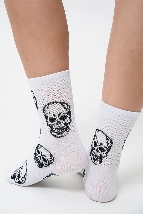 Носки высокие Череп (набор 2 пары) НАТАЛИ, белый, черный - фото 2