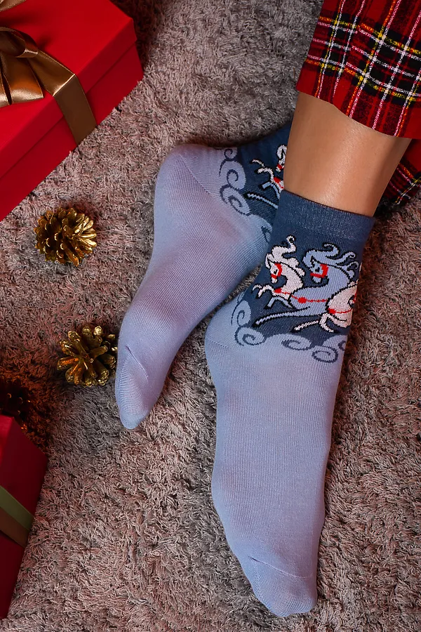 Носки стандарт Тройка (набор 3 пары) НАТАЛИ, голубой, джинс - фото 2