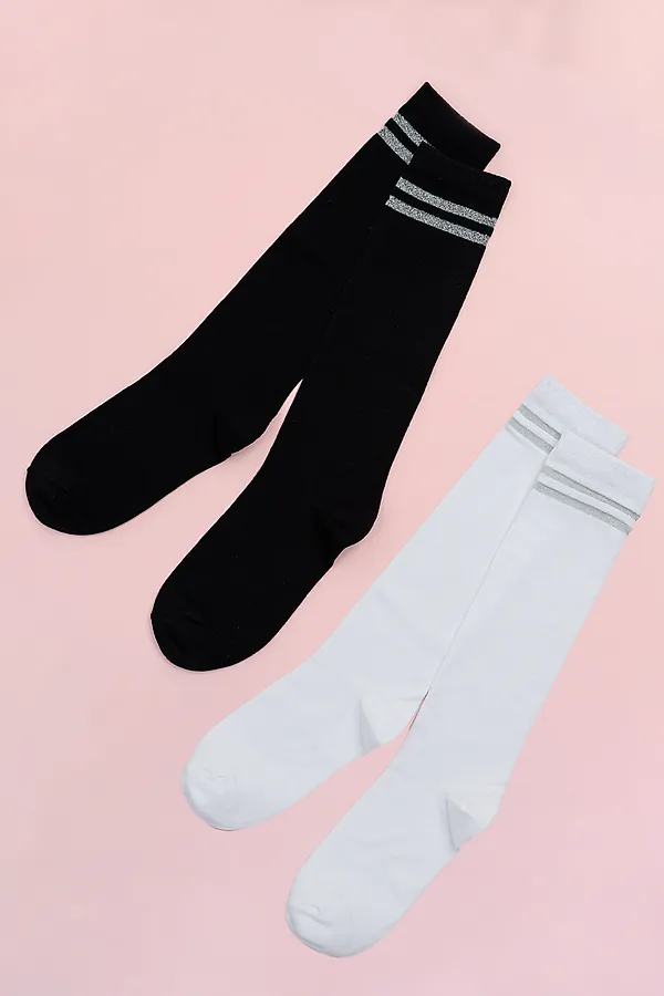 Гольфы Люрекс (набор 2 пары) НАТАЛИ, белый+черный - фото 2