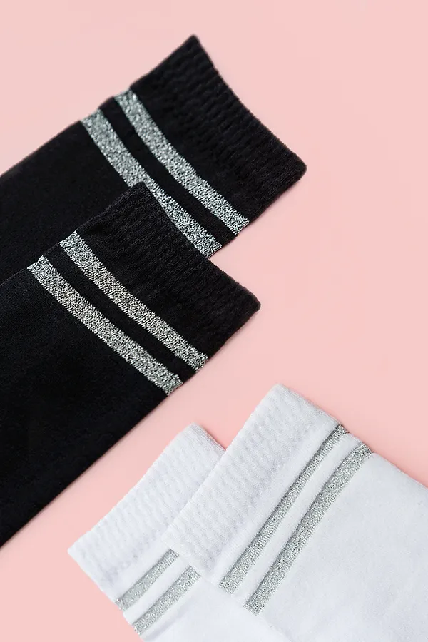 Гольфы Люрекс (набор 2 пары) НАТАЛИ, белый+черный - фото 2