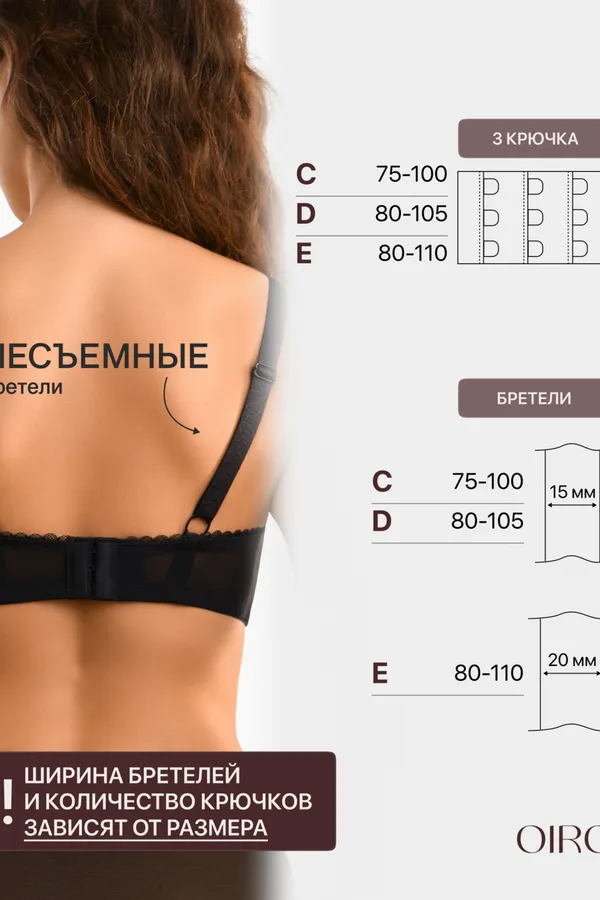 Бюстгальтер OIRO кружевной с мягкой чашей Oleandr 1415013 НАТАЛИ, черный - фото 2
