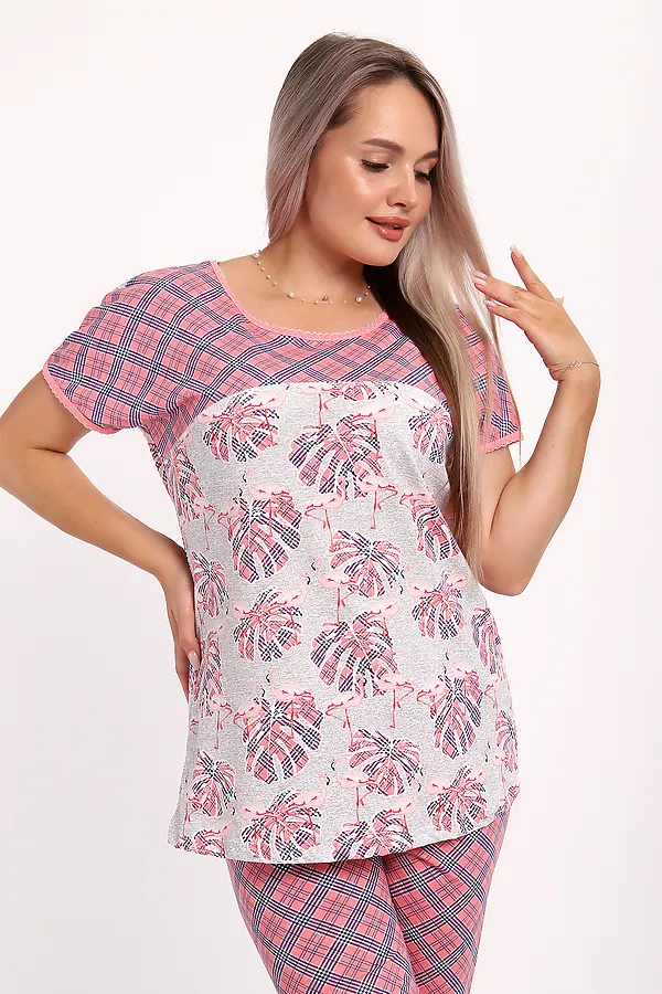 Пижама с бриджами Вереск НАТАЛИ, розовый - фото 2