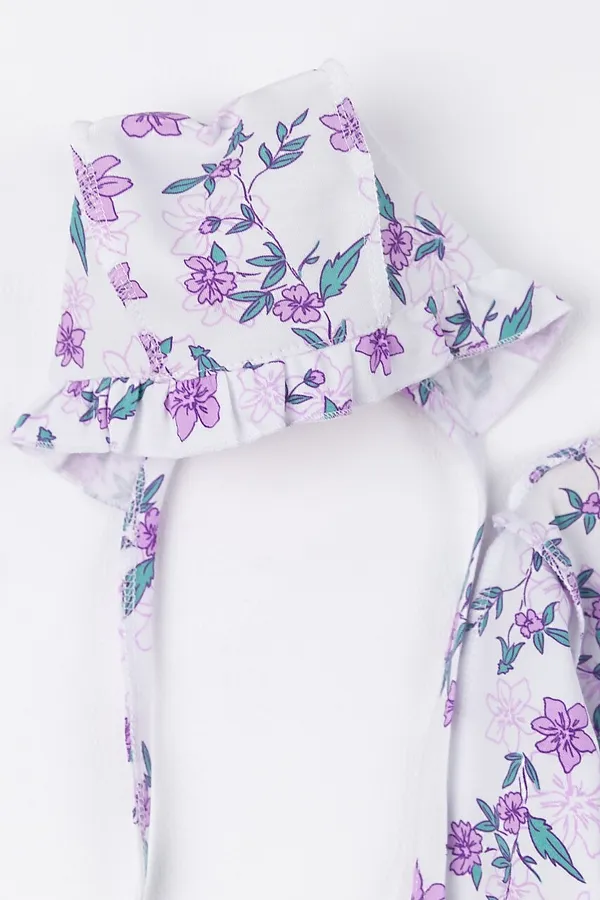 Комплект (Комбинезон+Чепчик) BABY BOOM, цветы сиреневые на белом - фото 2