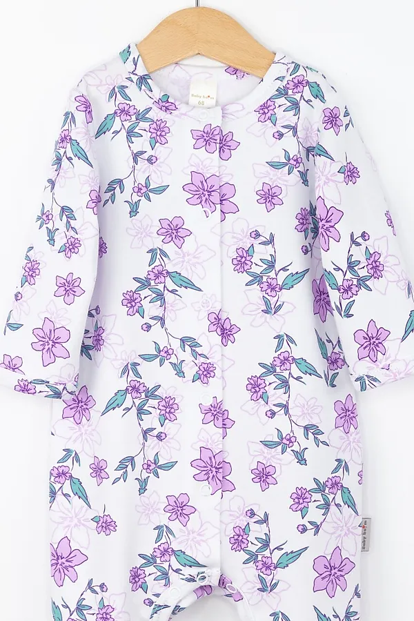 Комбинезон BABY BOOM, цветы сиреневые на белом - фото 2