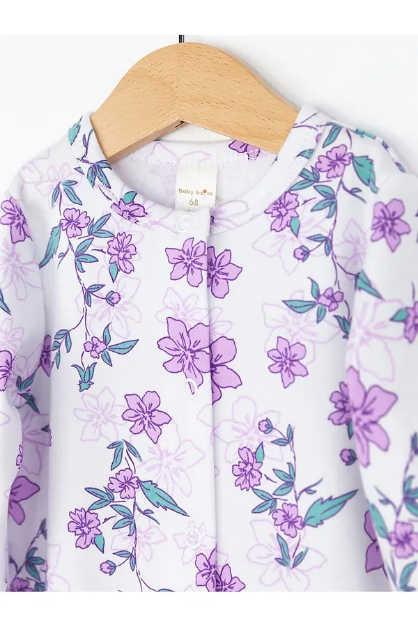 Комбинезон BABY BOOM, цветы сиреневые на белом - фото 2