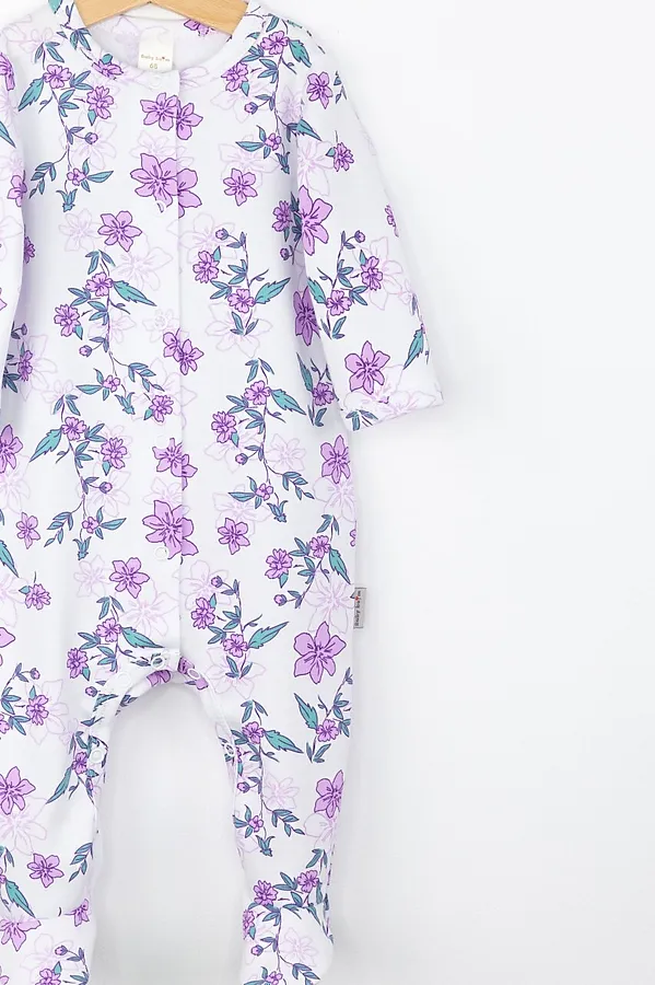 Комбинезон BABY BOOM, цветы сиреневые на белом - фото 2