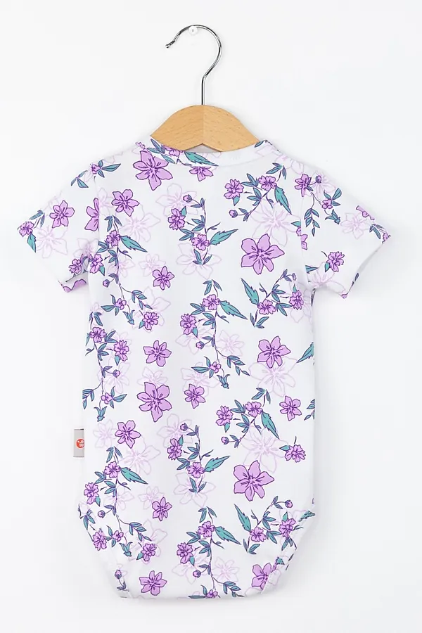 Боди BABY BOOM, цветы сиреневые на белом - фото 2
