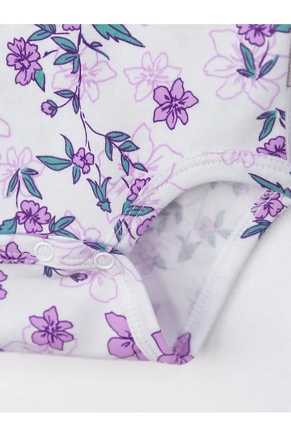 Боди BABY BOOM, цветы сиреневые на белом - фото 2